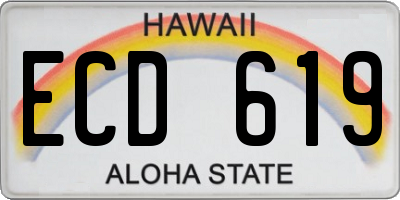 HI license plate ECD619