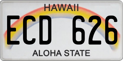 HI license plate ECD626
