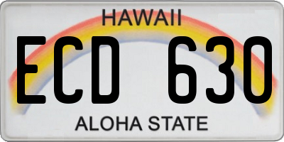 HI license plate ECD630