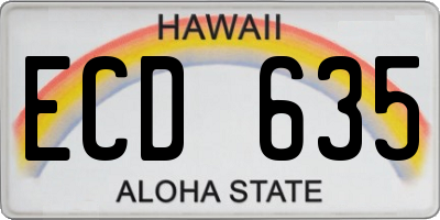 HI license plate ECD635