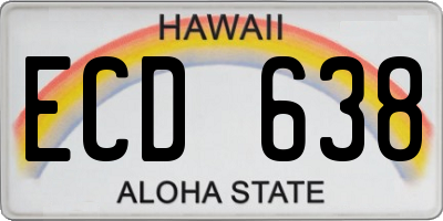 HI license plate ECD638