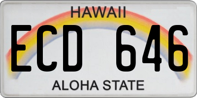 HI license plate ECD646