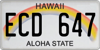 HI license plate ECD647
