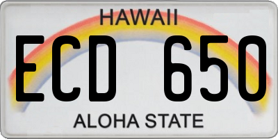 HI license plate ECD650