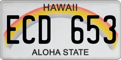 HI license plate ECD653