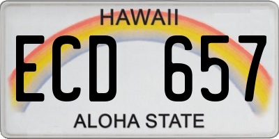 HI license plate ECD657