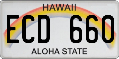 HI license plate ECD660