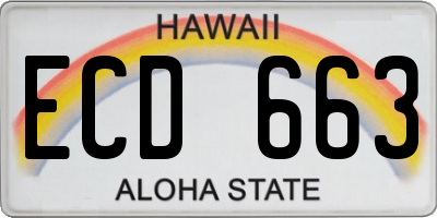 HI license plate ECD663