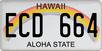 HI license plate ECD664