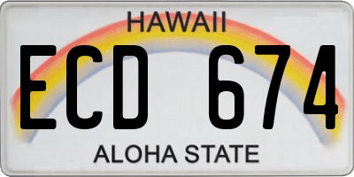 HI license plate ECD674