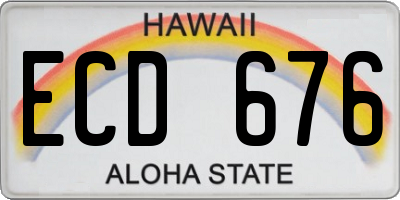 HI license plate ECD676