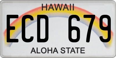 HI license plate ECD679
