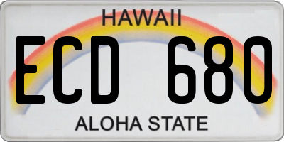 HI license plate ECD680