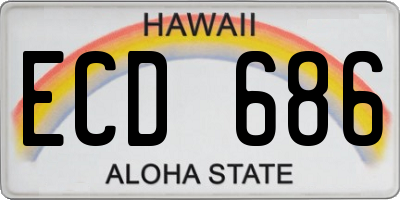 HI license plate ECD686
