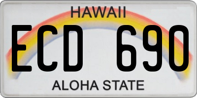 HI license plate ECD690