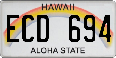 HI license plate ECD694