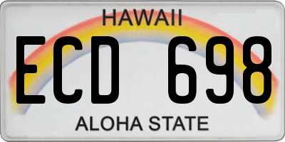 HI license plate ECD698