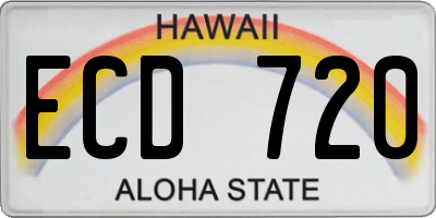 HI license plate ECD720