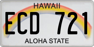HI license plate ECD721