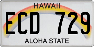 HI license plate ECD729