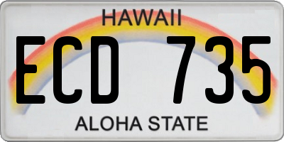 HI license plate ECD735