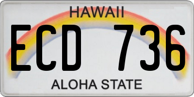 HI license plate ECD736