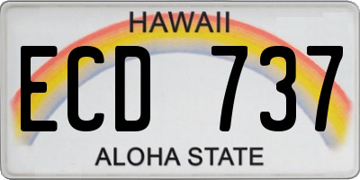 HI license plate ECD737