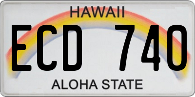 HI license plate ECD740