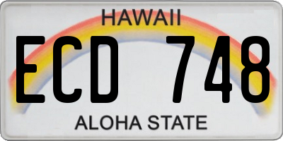 HI license plate ECD748