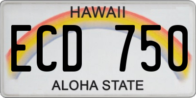HI license plate ECD750