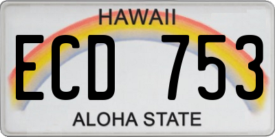 HI license plate ECD753