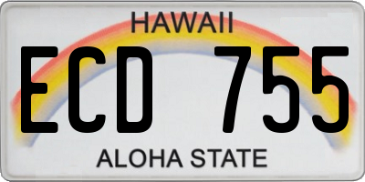 HI license plate ECD755