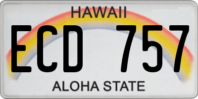 HI license plate ECD757