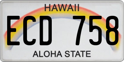 HI license plate ECD758