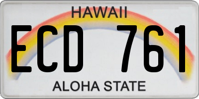 HI license plate ECD761