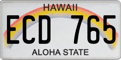 HI license plate ECD765
