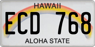HI license plate ECD768