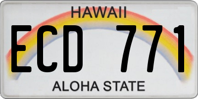 HI license plate ECD771