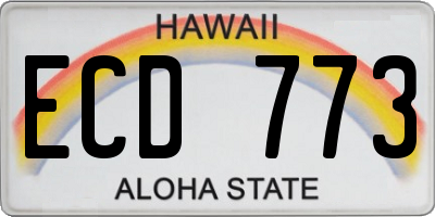 HI license plate ECD773