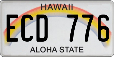 HI license plate ECD776