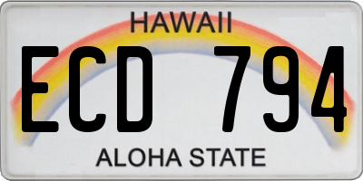 HI license plate ECD794