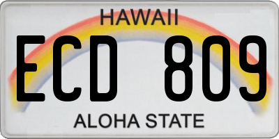 HI license plate ECD809