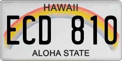 HI license plate ECD810