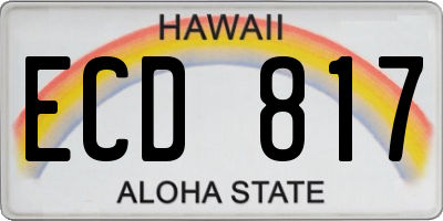 HI license plate ECD817