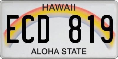 HI license plate ECD819
