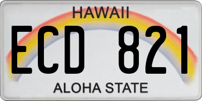 HI license plate ECD821