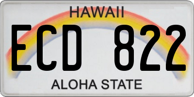 HI license plate ECD822