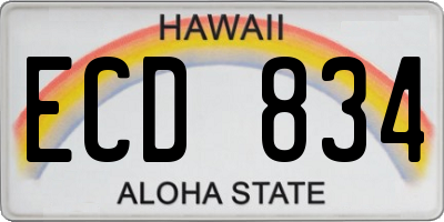 HI license plate ECD834