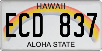 HI license plate ECD837