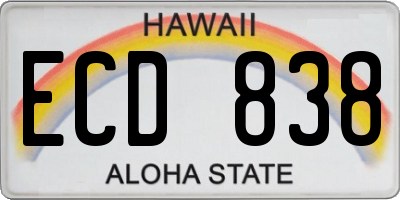 HI license plate ECD838